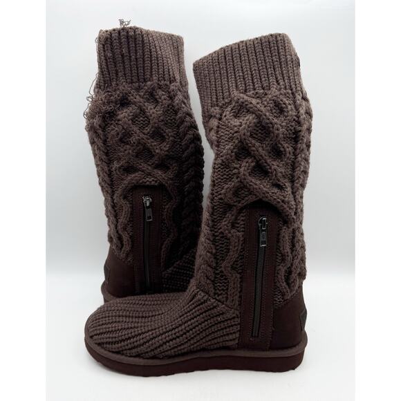 UGG Womens Classic Cardi Bootie US 8 EU 39 Brown Knit GUC - Picture 7 of 13